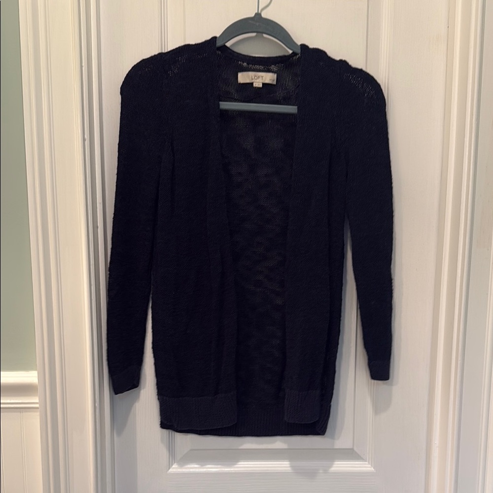 LOFT Navy Cardigan Sweater Timeless Knit